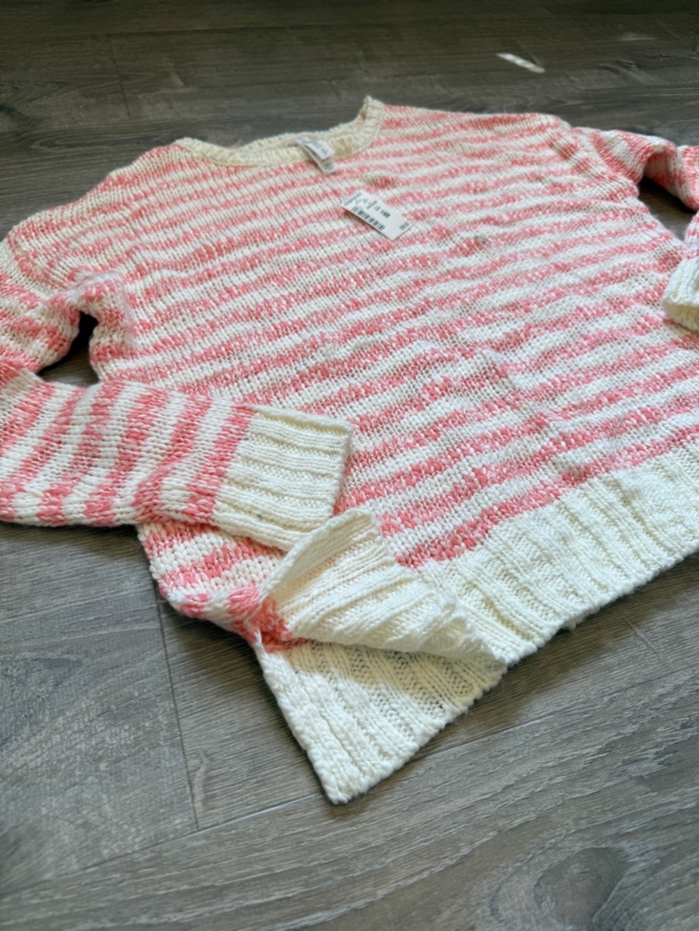 Aéropostale Cozy Striped Crewneck Sweater – Pink & White – Size S – NWT - Picture 4 of 9